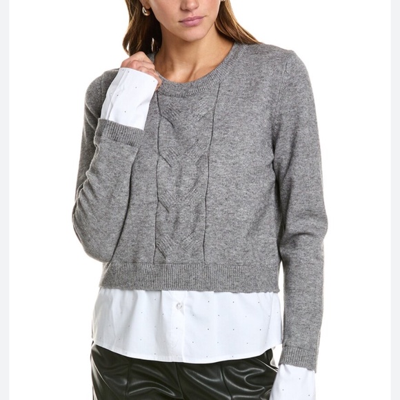 LAUNDRY By Shelli Segal Twofer Sweater In Grey - Picture 1 of 11